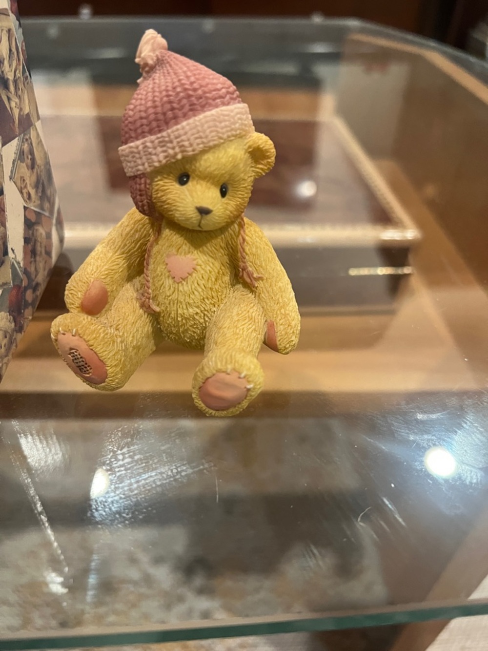 Cherished Teddies Yellow Bear with Pink Knit Hat